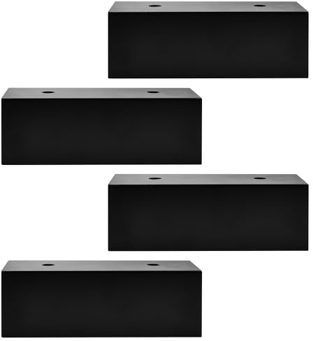 2 Inch Solid Wood Furniture Legs, 4 Pack Black Block Corner Legs - I-Shaped Sofa Feet & Bed Risers for Couch, Bed Frame, Cabinet, Dresser, Nightstand, TV Stand - DIY Replacement Wooden Supports | Elevates Furnitures & Adds Stability. Flat-top with Pre-drilled Holes for Quick Install. Fits Sofa, Bed, Cabinet, Dresser