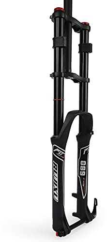 Forcella MTB 26 27,5 29 Pollici DH Forcella Ammortizzata Bici Bicicletta Freno Disco Perno Passante 15mm Aria Forcella In Discesa Corsa 135mm Dritto 1-1/8 Regolazione Rimbalzo 2500g ( Color : Black ,