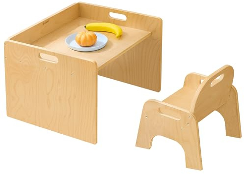 Bateso Set di tavolo e sedia per lo svezzamento Montessori per bambini, mobili per bambini per il gioco, la tavola e l'artigianato, ideale per bambini e bambine da 1 a 3 anni