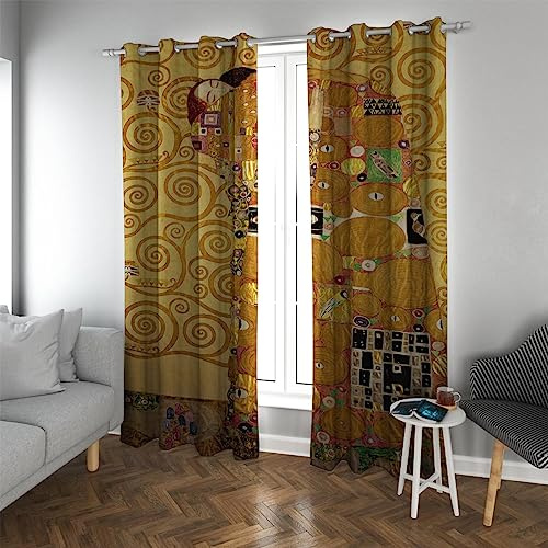 Deertweet Home Vintage-Vorhänge Gustav Klimt Verdunkelungsvorhänge 2 Paneele für Schlafzimmer energieeffiziente Büro- und Wohnzimmervorhänge H229xB117