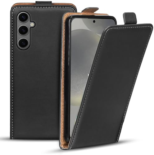 Verco Flip Cover für Samsung Galaxy S24 Case, Flipstyle Schutzhülle für Samsung S24 Hülle Tasche vertikal klappbare Handyhülle, Schwarz