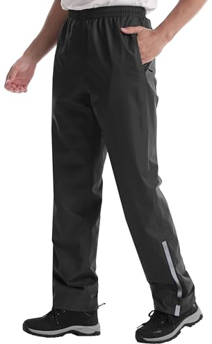 Coutyuyi Waterproof Trousers Mens Overtrousers Lightweight, Breathable Windproof,Waterproof Work Trousers Outdoor rain Pants (Black Zipper，M32)