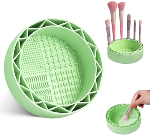 LELE LIFE Tapis de nettoyage pour pinceaux de maquillage avec égouttoir - Tapis de nettoyage en silicone pour pinceaux de maquillage - Vert