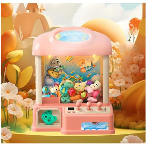 HAZARA Mini Machine A Pince Exercer La Coordination œIl-Main ， Candy Grabber Adaptable à Diverses Occasions ， Distributeur Bonbons Convient Aux Centres Commerciaux,Pink