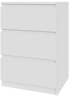 Mebligo - Kommode mit 3 Schubladen 50 cm Breit, Komodenschrank für Schlafzimmer, Wohnzimmer, Kinderzimmer, Jugendzimmer und Büro (B:50 x H:75 x T:40 cm) - Weiß