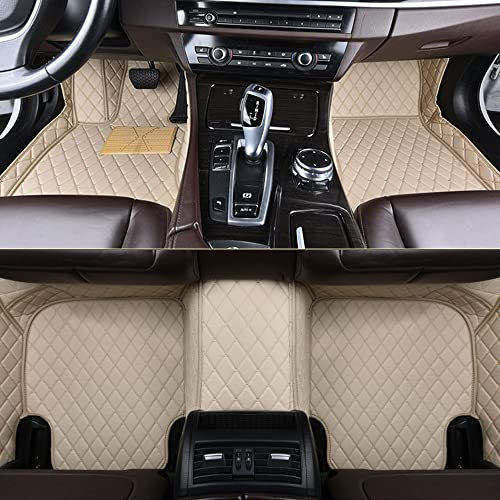 pour Nissan Teana 2008-2012 Tapis de Sol de Voiture en Cuir Artificiel empêchez la Boue Le Sable la Graisse,Off-White-7 Seats