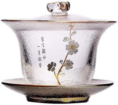 WEITINGKKK Tazze da tè, zuppiera da tè fatta a mano, Set da tè Kung Fu da 200 ml Vetro Gaiwan Cerimonia del tè Zuppiera Tazza da tè Decorazione for la casa