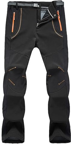 LVCBL Herren-Hose Winddicht Wanderhose Outdoorhose Gefüttert Trekkinghose Winddicht Hose Schwarz XL