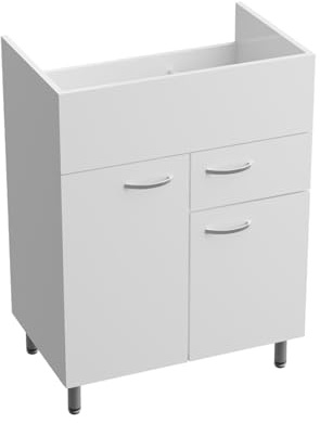 lavita Waschbeckenunterschrank Badezimmerschrank Basic Barato Weiß 600 Standschrank Badschrank Waschtischschrank Schrank 60cm Breit Mehrzweckschrank Badezimmermöbel Lackierte Platte 60x39x87 cm