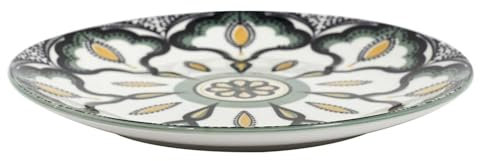 HOME DECO FACTORY - KA5581 Assiette Mandala Vert D19 cm, Design Artistique, Couleur Vibrante, Idéale pour Toutes Occasions, Matériaux Durables, pour Embellir Votre Table - Vert