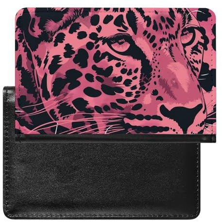 XJLAPWS Reisepasshülle Etui Rosa Leopardenfellmuster Pu Leder Reisepasshülle Mit Kartenschlitz