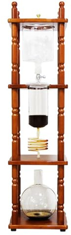 Large Capacity Ice Drip Cold Brew Coffee Maker - 25 Cups (3000ml) Slow Drip Ice Chilling Tower With Wood Frame - Perfect for Coffee Lovers