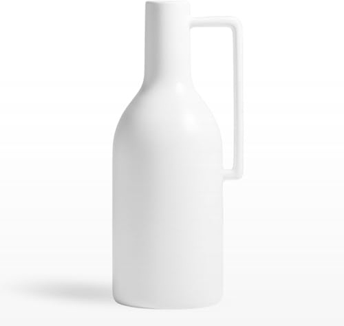 Torre & Tagus Keramik-Krug, Blumenvase, 27,9 cm, mattweiße Keramikvase für Heimdekoration, weiße Keramik-Krug-Vasen im Wohnzimmer, Tischdekoration, Einweihungs- und Hochzeitsdekoration (Mod-Griff)