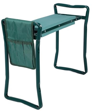 Jiawu Garten-Kniebank und Sitz, Faltbarer Gartenhocker mit Seitlicher Werkzeugtasche, Weiche Gartenbank, Kniepolster-Bankhocker für Gartenarbeit, Angeln, Camping