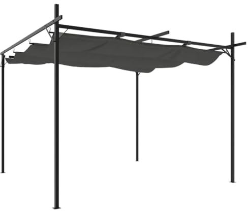 Markise Shelter Partyzelt Weidezelt - Pergola mit Schiebedach Anthrazit 295x292x230 cm für Camping Garten Party Terrasse