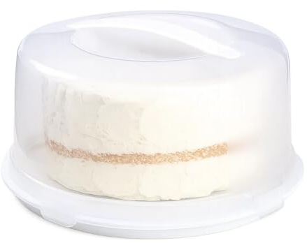 Concept4u Clear Cake Storage Box Food Storage Container with Lid and Handle Cake Carrier Holder Portable Cupcake Dessert Storage Case Box Organizer (1, ROUND)