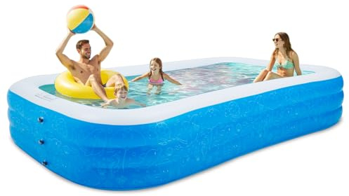 Kids Inflatable Pool, 120 x 72 x 22 Rectangular Family Swimming Pool, Durable PVC Material, Blow-up Pool for Children, Outdoor Summer Fun, Easy Setup, Ideal for Backyard, Garden, and Pool Parties