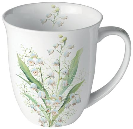 Ambiente Kaffeetasse Tee Becher Mug 0,4l Maiglöckchen Fine Bone China Porzellan Blumen Henkelbecher serie lily of the valley