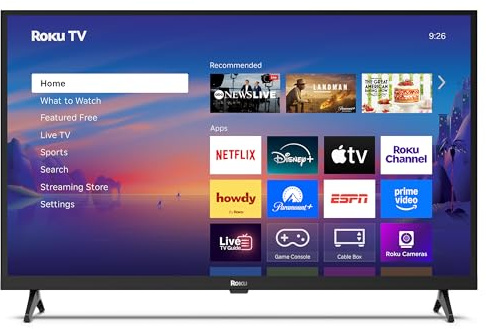 Roku Smart TV 2025 – Serie selecta de 32 pulgadas, TV Full HD, 1080p – TV Roku con control remoto por voz – Televisión LED de pantalla plana con Wi-Fi para transmitir noticias locales en vivo