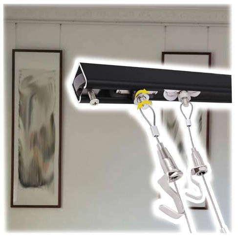 Bilder-Aufhängeset – Verstellbares Stahlschnur-System für sichere Kunstausstellung, ideal für Museen, Schulen und Galeriewände