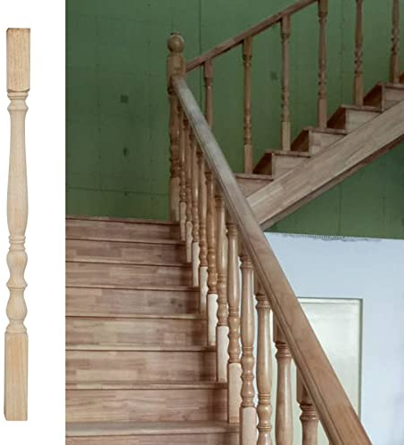 Lot de 5 balustres d'escalier en bois de peuplier massif avec broches de 95 cm pour balustrade d'escalier intérieur/extérieur, durables, élégants, faciles à installer, parfaits pour les terrasses et