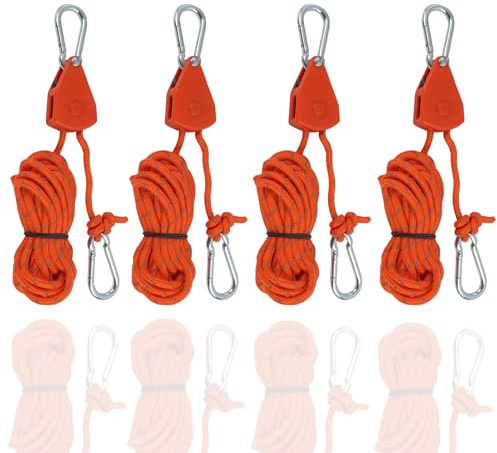 4 Piezas Cuerda de Nailon de Tienda, Cuerdas de Nylon de 4m con Líneas Reflectantes, Tensores para Toldos y Cuerda de Supervivencia, para Camping, Cuerde Tendedero Exterior y Uso en Exteriores