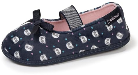 Isotoner Chaussons pantoufles Ballerines fille avec élastique de maintien, semelle antidérapante, 34, marine