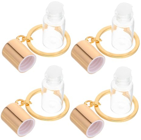 PartyKindom 4 Pièces Breloque Mini Bouteille Verre à Souhaits Bouteille De Parfum Vide Avec Bouchon à Vis Transparente Pour Porte-clés