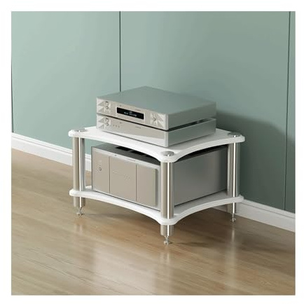 Supporto for supporti multimediali AV Hi-Fi, mobile stereo aperto in legno, scaffale audio-video, espositore for rack audio, torre for giradischi, for amplificatore, console di gioco(Wit,2 Tier)