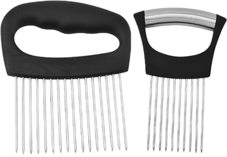 2 Pcs Onion Slicing Holder - Extra-Large Vegetable Chopper with 16+10 Long Needles, Kitchen Gadget for Potatoes, Tomatoes & Meat Tenderizing