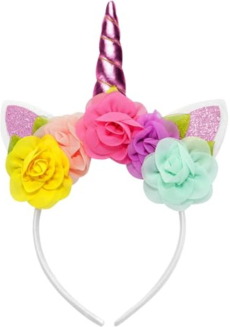 HSSPYY Einhorn Kostüm Set – Haarreif mit Horn & Flauschiger Schwanz – Einhorn Accessoire für Damen & Herren – Perfekt für Halloween, Kostümparty, Fasching, Festival & Motto Party