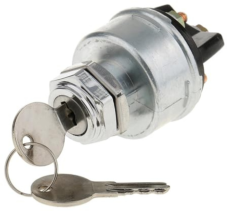 Auto-Druckknopfschalter Universal-Zündschlüsselschalter, bündige Montage, 2 Schlüssel, 3 Positionen, AUS/EIN, Start, passend für Traktor, Gabelstapler, Tuning-LKW