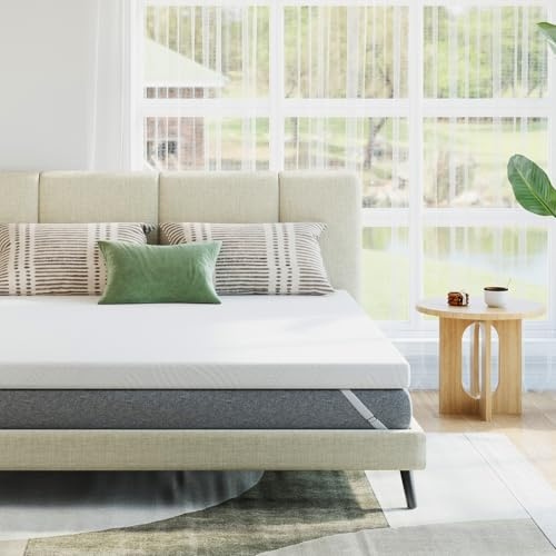 Novilla Sobrecolchón 135x190 cm, Topper Colchón 5 cm Espuma y Fibra, Transpirable y Antideslizante con Cintas, Suaviza Colchón Duro, Blanco