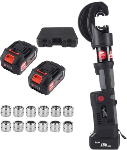 Crimpatrice 12 tonnellate ricaricabile con pinza crimpatrice elettrica, crimpatura professionale cavi rame alluminio, 180° rotabile e portatile