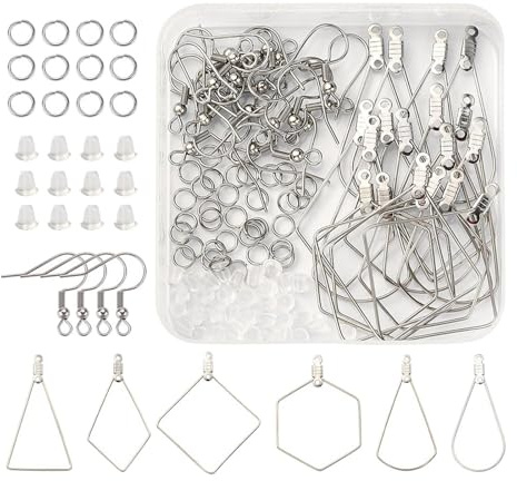 CYDZSRA Ohrringhaken und Zubehör für die Ohrringherstellung, Biegeringe für einzigartige, handgefertigte Designs. Transparente Verschlüsse für DIY Perlenringe.