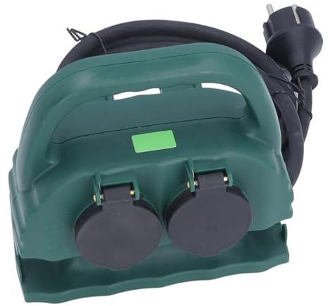 FTVOGUE Trädgårdsuttag PVC ABS Strömuttag Utomhus 4 Uttag 16A 3680W IP44 Vattentät med 2 M Kabel och Markspets för Trädgårdsgårdscamping