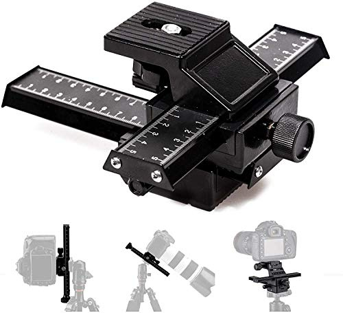 4 Way Mise au Point Macro Rail Coulissant pour Gros Plan de Prise de Vue pour Canon Sony Pentax Nikon Olympus Samsung et d'autres Appareil Photo numérique avec 1/4 Trou de vis