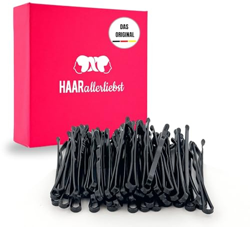 HAARallerliebst 50 Mini Haarnadeln - 3,4 cm klein Bobby Pins - schwarz für dunkle Haare – Haarklemmen Damen & Hair Pins in pinker Box - Perfekte Haarnadel für Styling & Halt