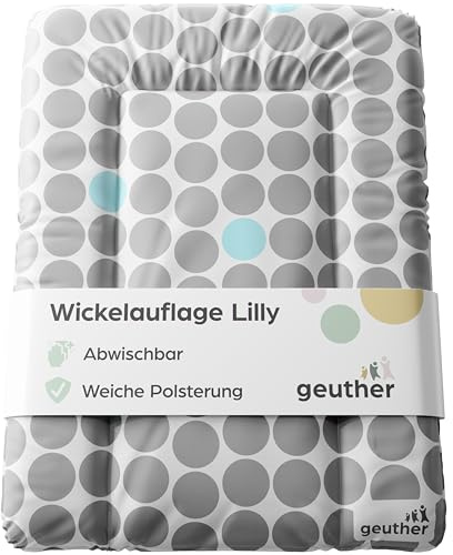 Geuther Wickelauflage abwaschbar, 52 x 72cm | Wickelunterlage Lilly für Wickelregal Clarissa & andere | Erhöhter Rand & Kopfschutz für hohe Sicherheit | Wickeltischauflage | Design Circle