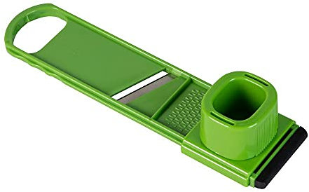 Fackelmann Mini Mandolina 2 en 1, ABS, elastómero y acero inoxidable. Verde e inox. 23.5x5.5x5cm, 1ud.