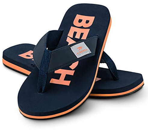 Ultrapower Flip-On Zehentrenner | Flip Flops | Badelatschen | Strandschuhe | Duschlatschen | Zehenstegpantolette | Bad | Sauna Schuhe | Sandalen | Blau/Orange | Gr.42