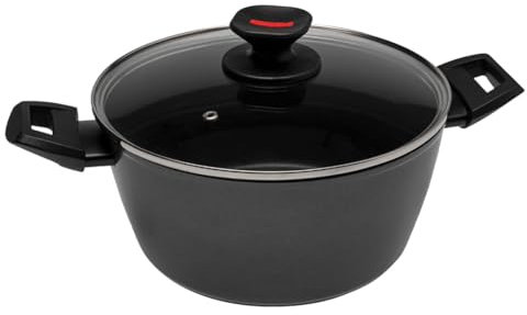 Zanetti Evolution Casserole à induction diamètre 20 cm, fond antiadhésif, haute épaisseur, casserole avec couvercle, poignée confortable deux poignées, noir