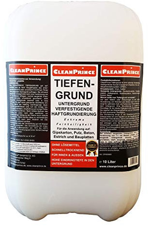Cleanprince Tiefengrund 10 Liter gebrauchsfertig Tiefgrund Haftgrundierung auf Gipskarton, Putz, Beton, Estrich, Bauplatten