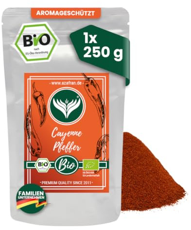 Azafran BIO Cayennepfeffer Pulver gemahlen 250g | Scharf-würzig für pikante Gerichte