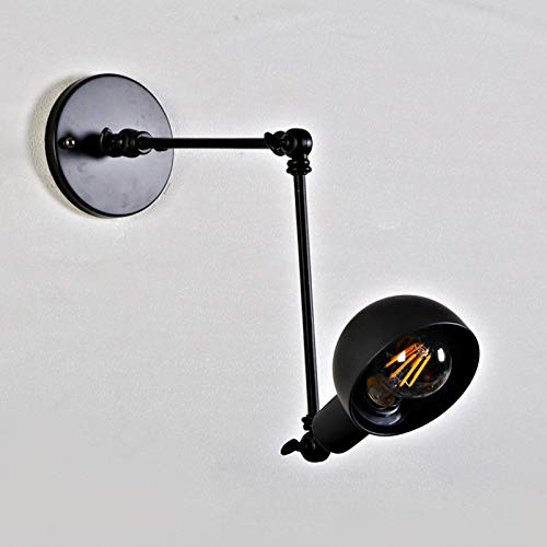 LXHK Lampada da Parete Industriale con Braccio Girevole, LED Lampade da Muro Vintage Retro E27 Applique da Parete a Braccio Lungo Estensibile, Lampada Muro Nero Pieghevole Metallo Scale,20+20cm