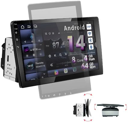 Amaseaudio Android 14 Car Stereo, Universal 10.1 Rotated screen, Octa Cores(4+64GB), DSP+, 2 Din, Wireless Apple carplay Android auto, Support 4G wifi/BT/GPS Navi/HD1080P/Fast Boot
