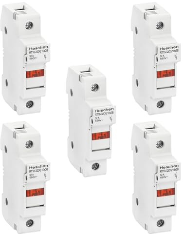 Heschen Zylinderförmiger Sicherungshalter, Sockel RT18-32(x) 32A AC690V, 1P, DIN-Schienenmontage für RT18 RO15 10 x 38mm Sicherung CE UL gelistet