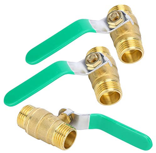 3 pièces 1/2in Vanne à Bille, Vanne d'Arrêt en Laiton de Double Filetage Mâle, pour Système de Canalisation d'Eau Froide ou Chaude
