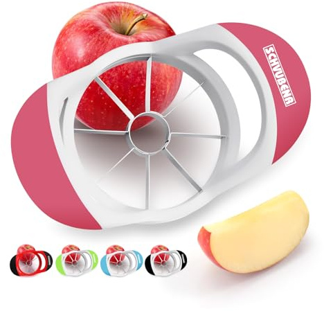 SCHVUBENR 3.5 Inch Apple Slicer and Corer - Professional Stainless Steel Tool with 8 Sharp Blades (Pink)