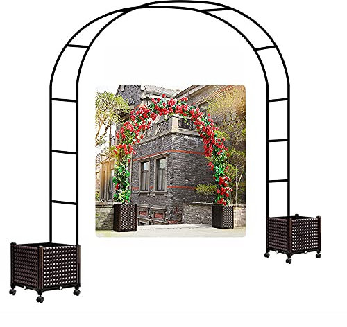 MENG Rosenbogen Gartenbogen Mit Pflanzkasten Blumenkasten Rankbogen Aus Metall Rostfrei Kletterpflanzen Rankhilfe Rankgitter Gartenlaube